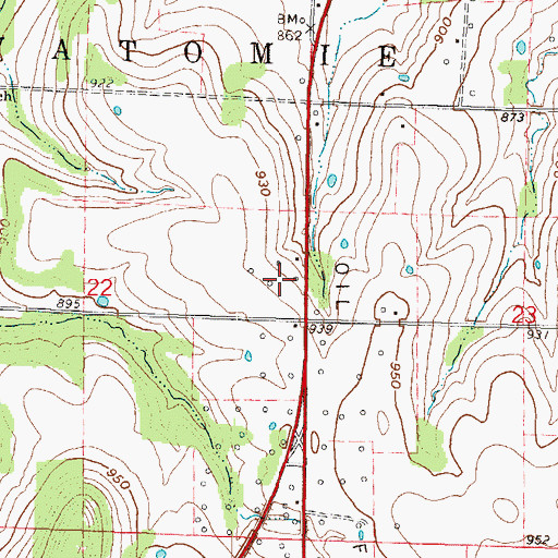 Topographic Map of Plum Creek Road Church of Christ, KS