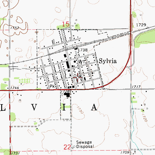 Topographic Map of Sylvia Church of Christ, KS