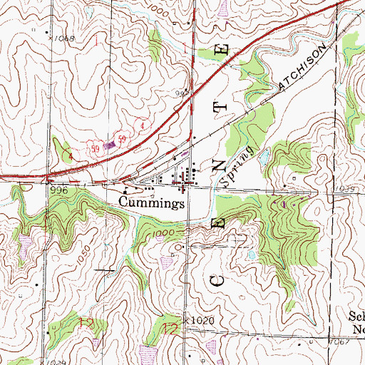 Topographic Map of Cummings United Methodist Church, KS