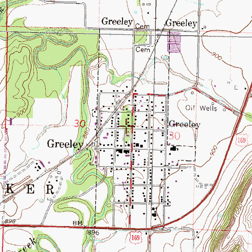 Topographic Map of Greeley United Methodist Church, KS