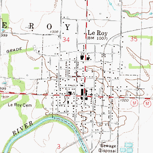 Topographic Map of LeRoy United Methodist Church, KS