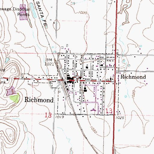 Topographic Map of Richmond United Methodist Church, KS