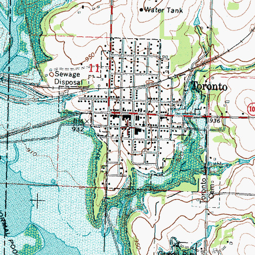 Topographic Map of Toronto United Methodist Church, KS