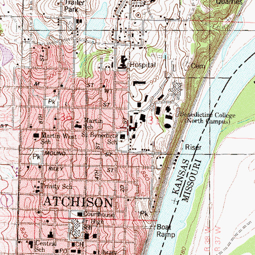 Topographic Map of Saint Benedict's Abbey, KS