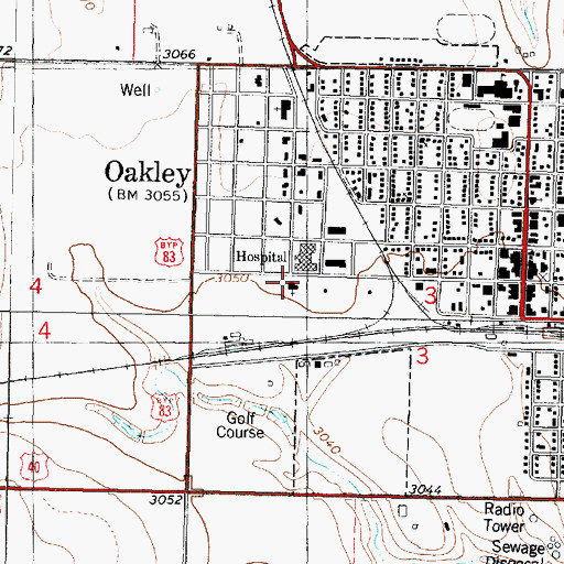 Topographic Map of Oakley Wesleyan Church, KS
