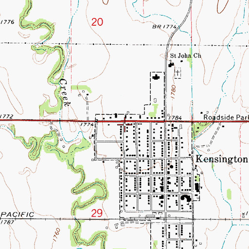 Topographic Map of First Saint John Lutheran Church, KS