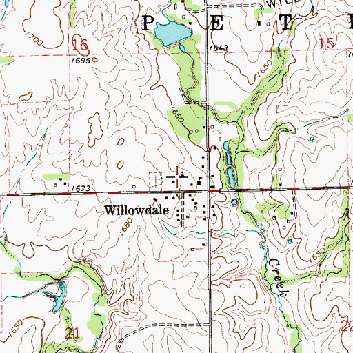 Topographic Map of Willowdale Parish Center, KS