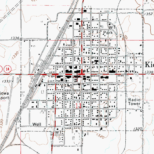 Topographic Map of Kiowa Southern Baptist Church, KS