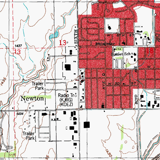 Topographic Map of Koerner Heights Church of the Mennonite Brethren, KS