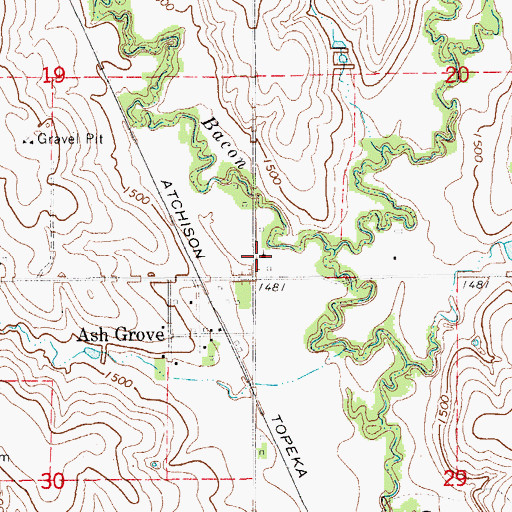 Topographic Map of Ash Grove United Methodist Church, KS