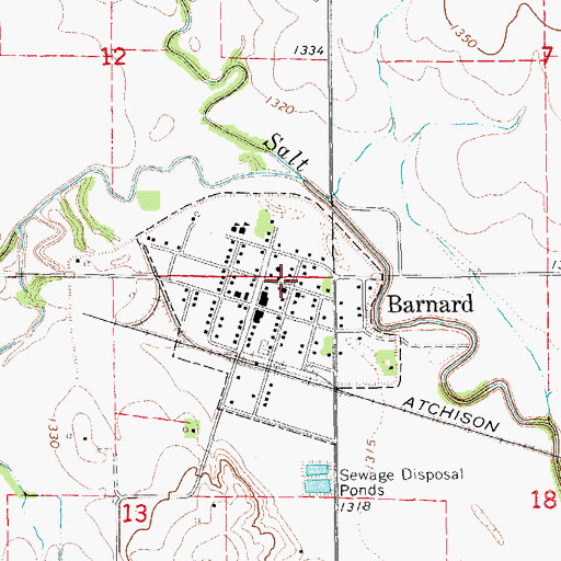 Topographic Map of Barnard United Methodist Church, KS