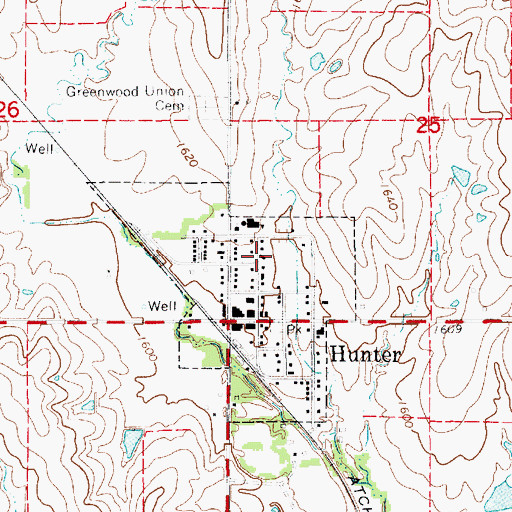 Topographic Map of Hunter Grace Chapel United Methodist Church, KS