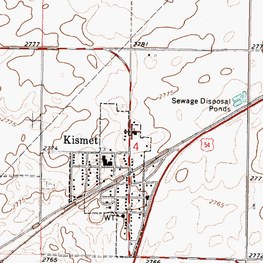 Topographic Map of Kismet United Methodist Church, KS
