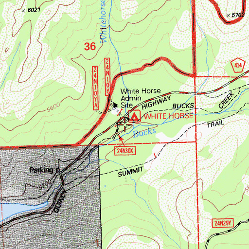 Topographic Map of Whitehorse Creek, CA