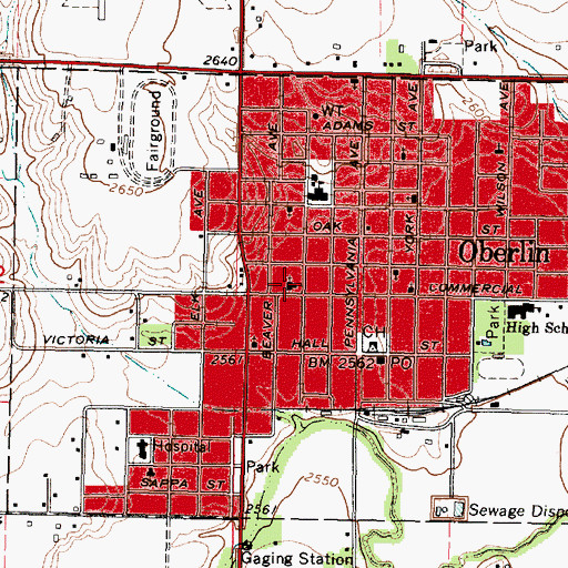 Topographic Map of Oberlin United Methodist Church, KS