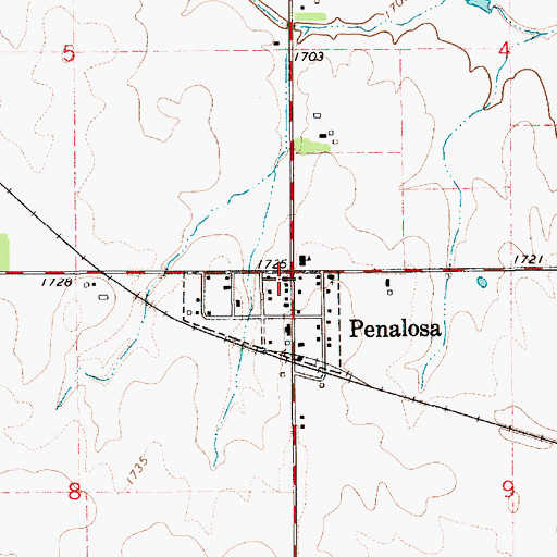 Topographic Map of Penalosa United Methodist Church, KS