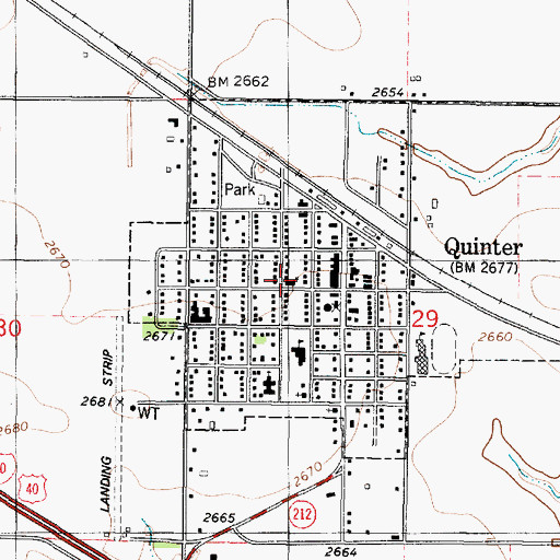 Topographic Map of Quinter United Methodist Church, KS