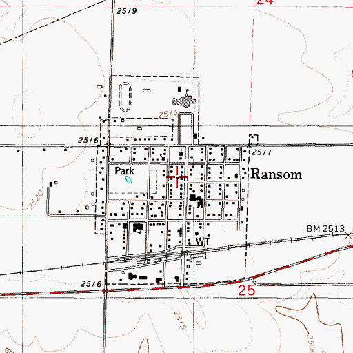 Topographic Map of Ransom United Methodist Church, KS
