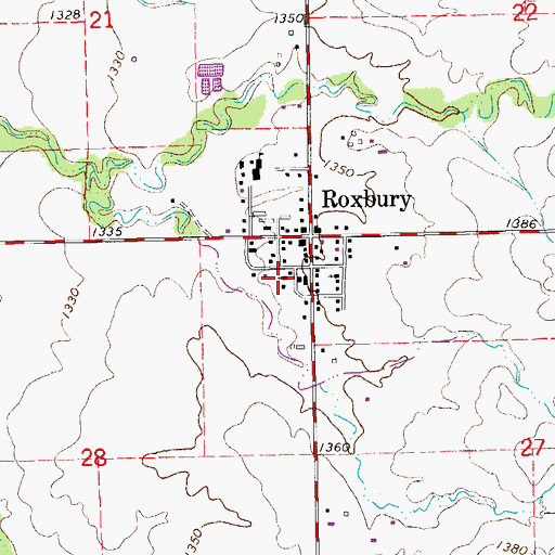 Topographic Map of Roxbury United Methodist Church, KS