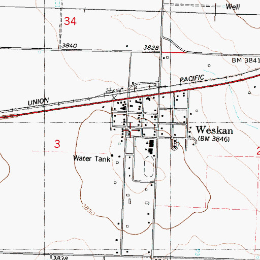 Topographic Map of Weskan United Methodist Church, KS