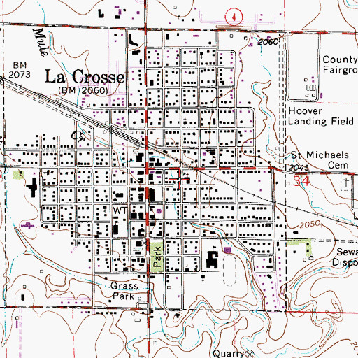 Topographic Map of La Crosse Seventh Day Adventist Church, KS