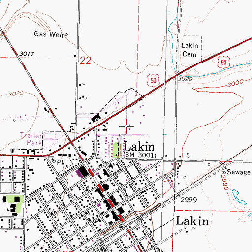 Topographic Map of Lakin Church of Christ, KS
