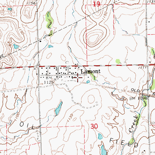Topographic Map of Lamont Wesleyan Church, KS