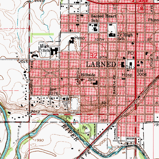 Topographic Map of Grace Lutheran Church, KS