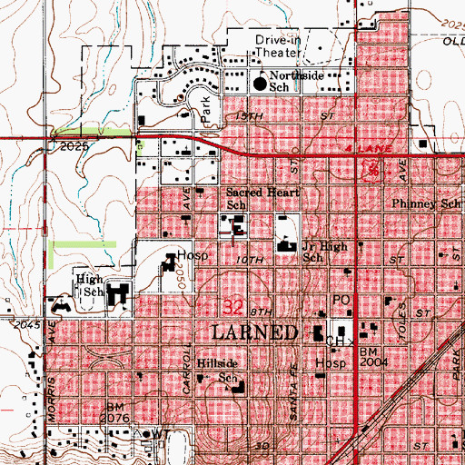 Topographic Map of Sacred Heart Catholic Church, KS