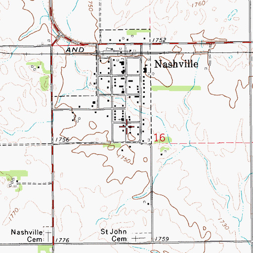Topographic Map of Saint John Lutheran Church, KS
