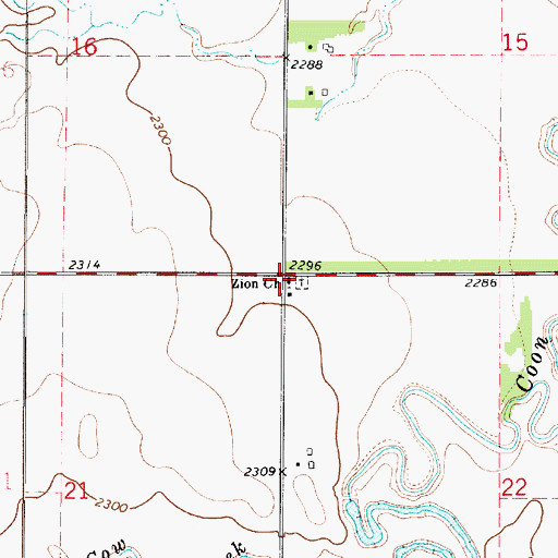 Topographic Map of Zion Lutheran Church, KS