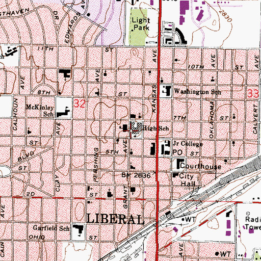 Topographic Map of Church For All Nations - Liberal, KS