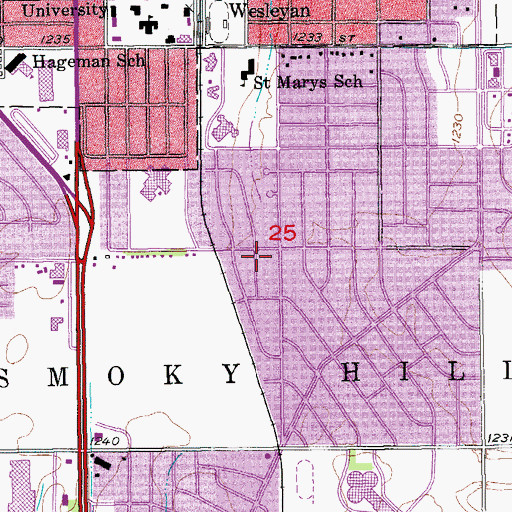 Topographic Map of Salina Bible Church, KS