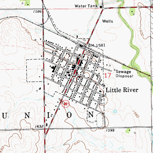 Topographic Map of Little River Congregational Church, KS
