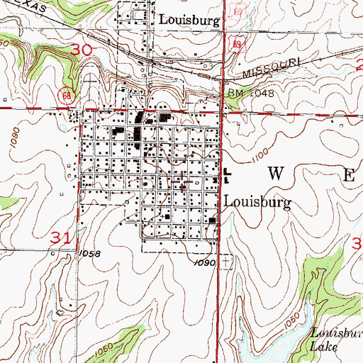 Topographic Map of First Baptist Church, KS