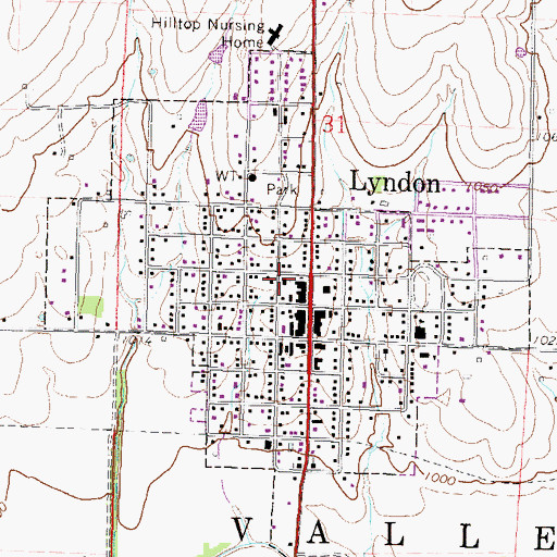 Topographic Map of Lyndon United Methodist Church, KS