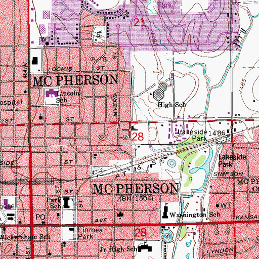 Topographic Map of Grace Evangelical Lutheran Church, KS