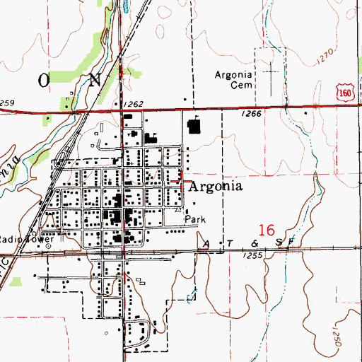 Topographic Map of Argonia Friends Church, KS