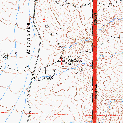 Topographic Map of Whiteside Mine, CA