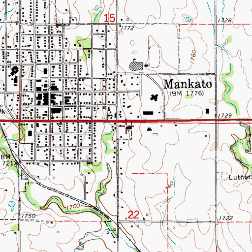 Topographic Map of First Baptist Church, KS