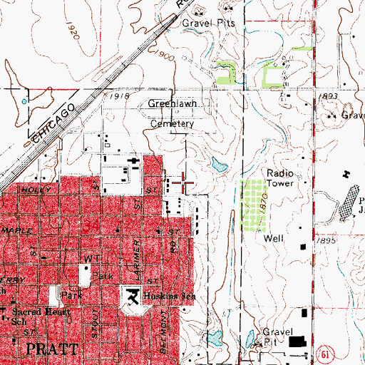 Topographic Map of Abundant Harvest Community Church of the Nazarene, KS
