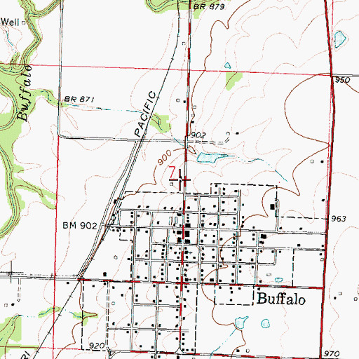 Topographic Map of Buffalo Church of the Nazarene, KS