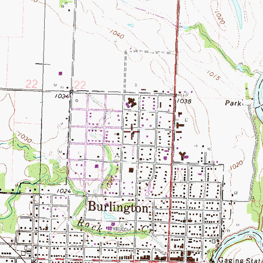 Topographic Map of Burlington Church of the Nazarene, KS