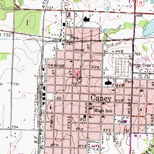 Topographic Map of Caney Church of the Nazarene, KS