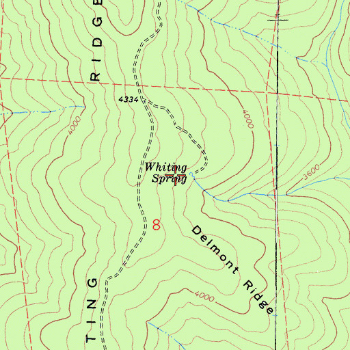 Topographic Map of Whiting Spring, CA