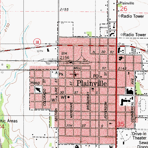 Topographic Map of Plainville Church of the Nazarene, KS