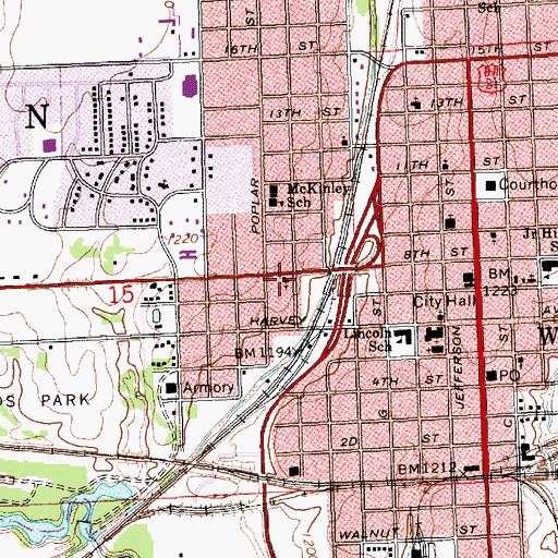Topographic Map of Wellington Church of the Nazarene, KS