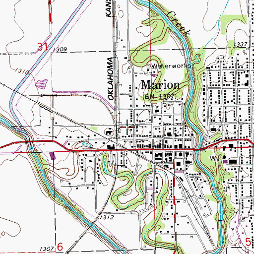 Topographic Map of Emmanuel Baptist Church, KS