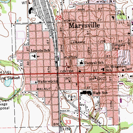 Topographic Map of First Christian Church, KS