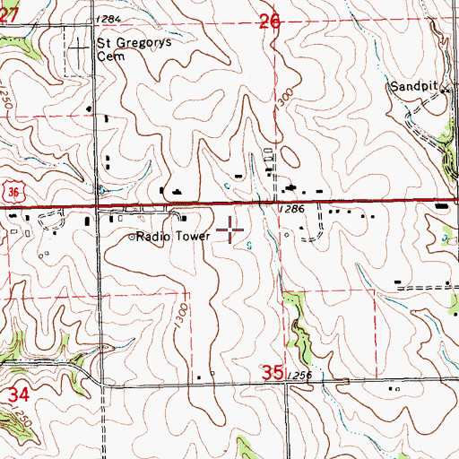 Topographic Map of Marysville Christian Fellowship, KS